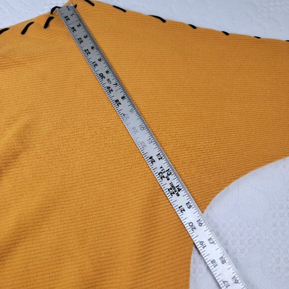 Magashoni sweater ribbed laced up dolman sleeves boat neck size Large orange blk - Picture 6 of 8